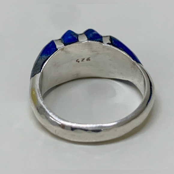 Early 20th Century Antique Art Deco Sterling Silver Lapis Lazuli Ring - Picture 13 of 16